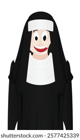 Catholic nun in black. vector