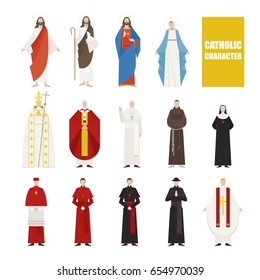 Catholic People Character Costume Vector Illustration Stock Vector ...