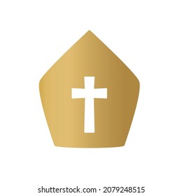 catholic priest, bishop, pope hat icon- vector illustration