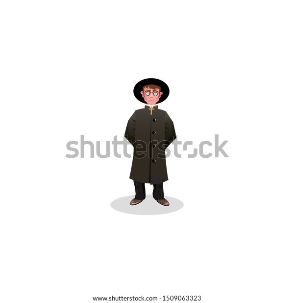 Catholic Priest Black Costume Hat 