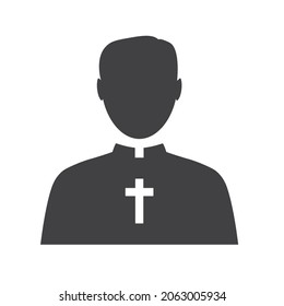 catholic priest with cross icon- vector illustration