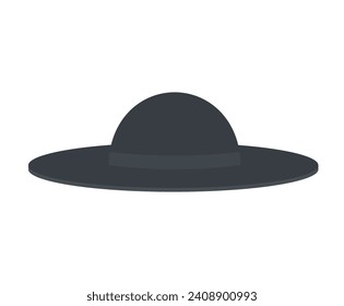 catholic priest hat (Cappello romano, saturno) icon- vector illustration 