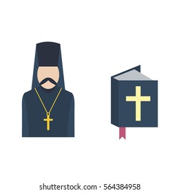 Catholic priest icon vector.
