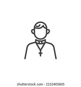 Catholic priest line icon. linear style sign for mobile concept and web design. Priest with cross outline vector icon. Symbol, logo illustration. Vector graphics