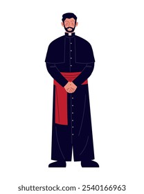 Personaje de mascota de sacerdote católico aislado