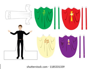 Catholic priest paper doll 