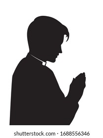 catholic priest in pray vector Illustration