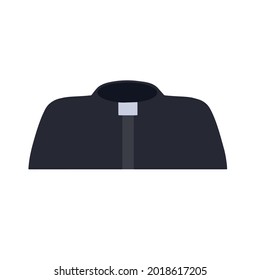 Catholic Priest Or Preacher. Symbol Of Religion And Church. Shirt With A Collar. Flat Cartoon Illustration. Black Church Clothes