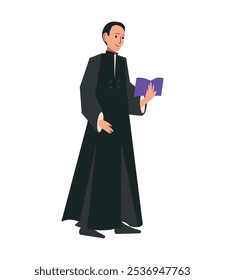 Sacerdote católico que lee el libro de la Biblia aislado