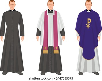 catholic priest in robes, flat