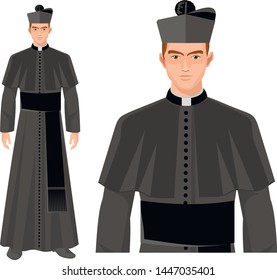 catholic priest in robes, flat