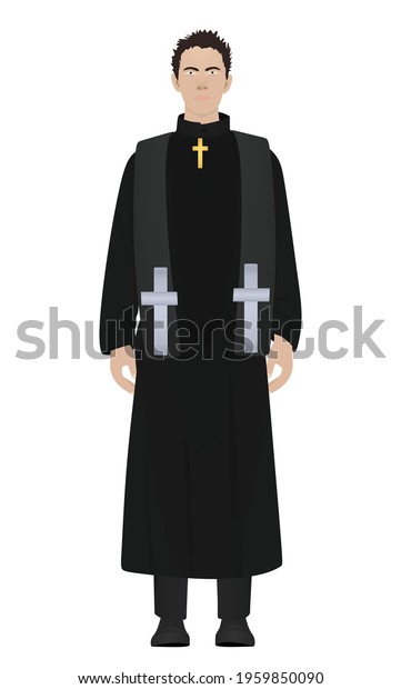 Catholic Priest Stand Vector Illustration Stock Vector (Royalty Free ...