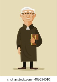 Catholic priest. Vector flat cartoon illustration