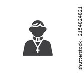 Catholic priest vector icon. filled flat sign for mobile concept and web design. Priest with cross glyph icon. Symbol, logo illustration. Vector graphics
