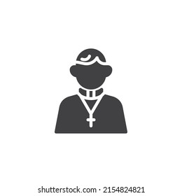 Catholic priest vector icon. filled flat sign for mobile concept and web design. Priest with cross glyph icon. Symbol, logo illustration. Vector graphics