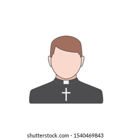 Catholic Priest Vector Icon. Pastor wearing priestly robes.