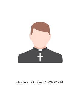 Catholic Priest Vector Icon. Pastor wearing priestly robes.