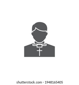 Catholic Priest Vector Icon. Pastor wearing priestly robes.