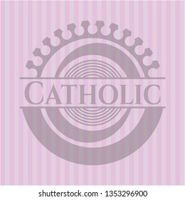 Catholic realistic pink emblem