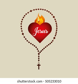 catholic rosary and holy bible icon design vector illustration