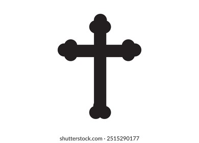 Símbolos católicos - Ícones cristãos cruzados. Linha de vetor cruz cristã preta definida sobre fundo branco