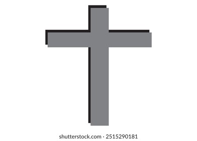 Catholic Symbols - Cross Christian icons. Vector line black christian cross set on white background