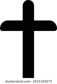 Katholische Symbole - Kreuzchristliche Symbole. Vektorlinie schwarz Christliches Kreuz auf weißem Hintergrund