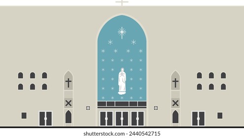 Catholic tamatsukuri church vector illustration