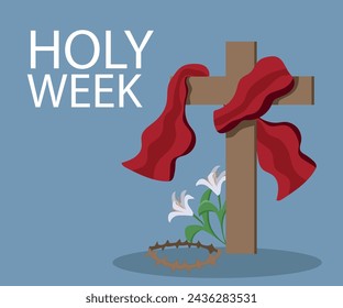 Catholic tradition of Holy Week, Easter commemorative vector illustration