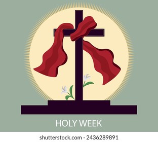 Catholic tradition of Holy Week, Easter commemorative vector illustration