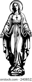 Catholic vector illustration of Virgin Mary 
