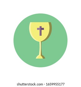 catholic wine glass over white background, block style icon, vector illustration