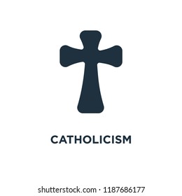 Catholicism icon. Black filled vector illustration. Catholicism symbol on white background. Can be used in web and mobile.