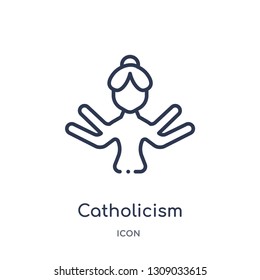 catholicism icon from religion outline collection. Thin line catholicism icon isolated on white background.