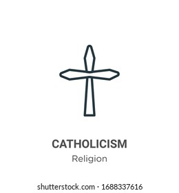 Icono de vector de contorno católico. Icono de catolicismo negro en línea delgada, ilustración de elemento simple vectorial plano del concepto de religión editable trazo aislado en fondo blanco