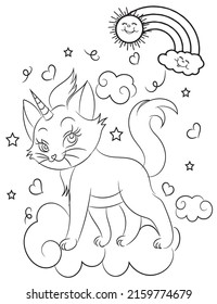 Caticorn coloring Pages Cat Unicorn coloring For Kids