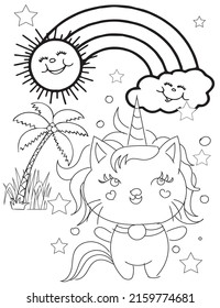Caticorn coloring Pages Cat Unicorn coloring For Kids