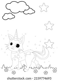 Caticorn coloring Pages Cat Unicorn coloring For Kids