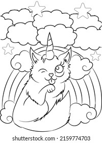 Caticorn coloring Pages Cat Unicorn coloring For Kids