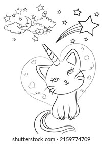 Caticorn coloring Pages Cat Unicorn coloring For Kids