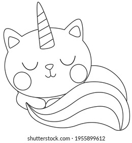 Caticorn Coloring Pages For Children and Adults
