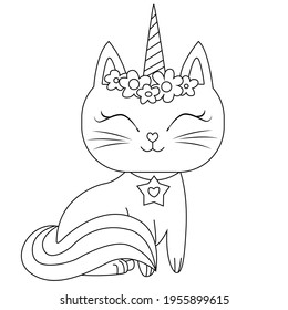 Caticorn Coloring Pages For Children and Adults