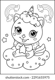 Caticorn Coloring Pages For Kids