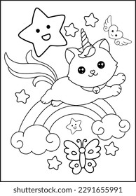 Caticorn Coloring Pages For Kids