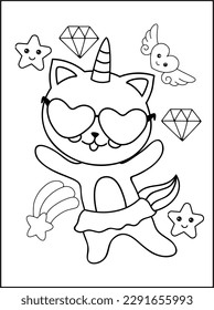 Caticorn Coloring Pages For Kids