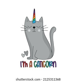 Soy un caticorno - un gato unicornio gracioso. Es bueno para la impresión de camisetas, afiche, tarjeta, etiqueta y otros regalos.