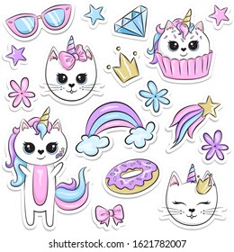 Caticorn Unicorn Trendy cute sticker element set