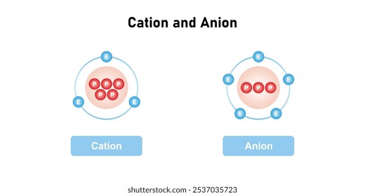 Cation and Anion Structure Scientific Design. Vector Illustration.