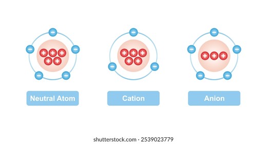 Cation and Anion Structure Scientific Design. Vector Illustration.