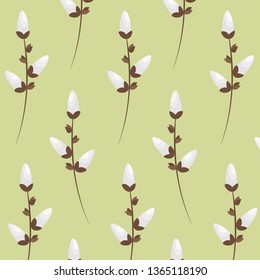 Catkin, ester, seamless, vector pattern.	